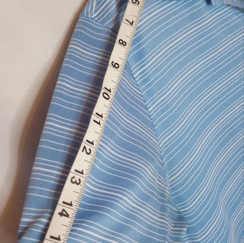 Nike Golf Men's Dri-Fit Blue White Striped Short Sleeve Polo  Large - Picture 11 of 11